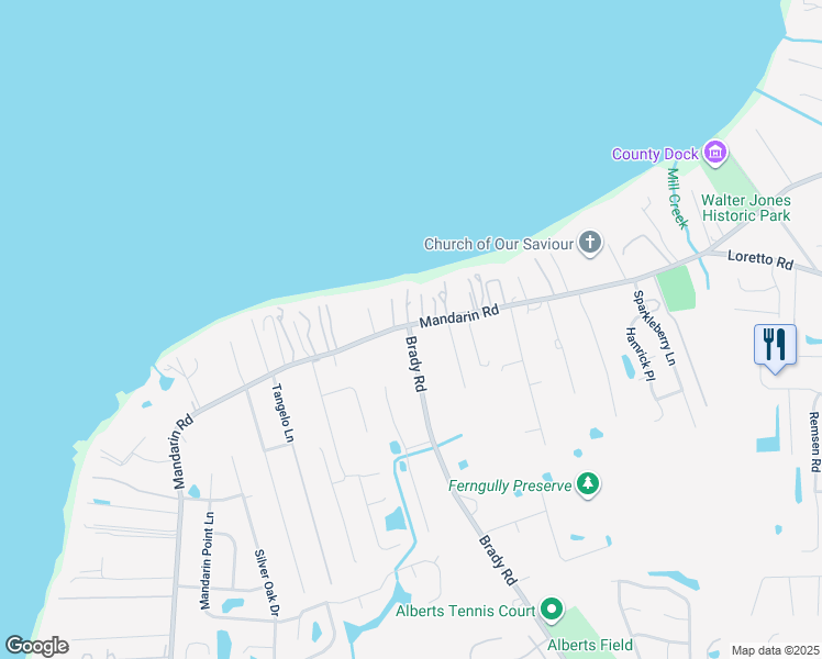 map of restaurants, bars, coffee shops, grocery stores, and more near 12471 Mandarin Road in Jacksonville