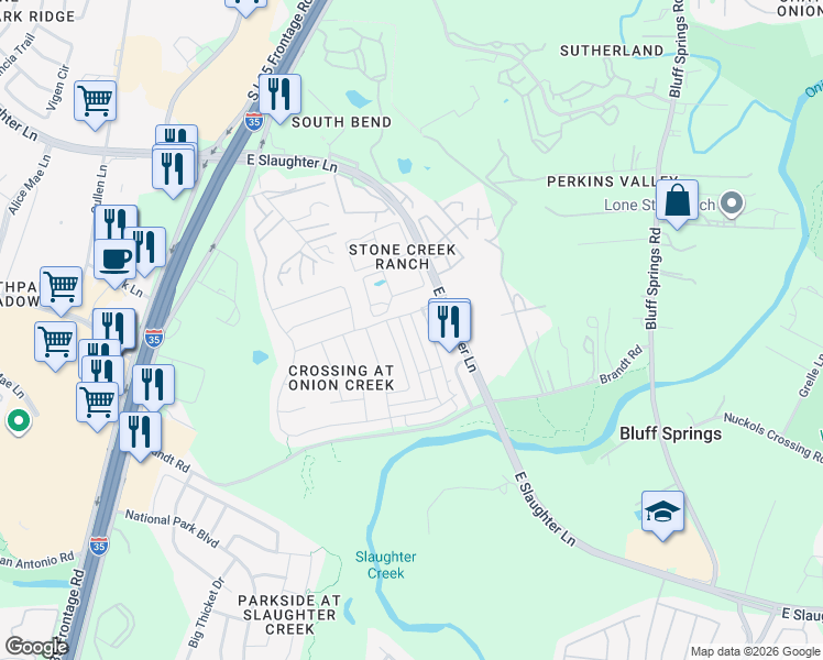 map of restaurants, bars, coffee shops, grocery stores, and more near 9208 Rowlands Sayle Road in Austin