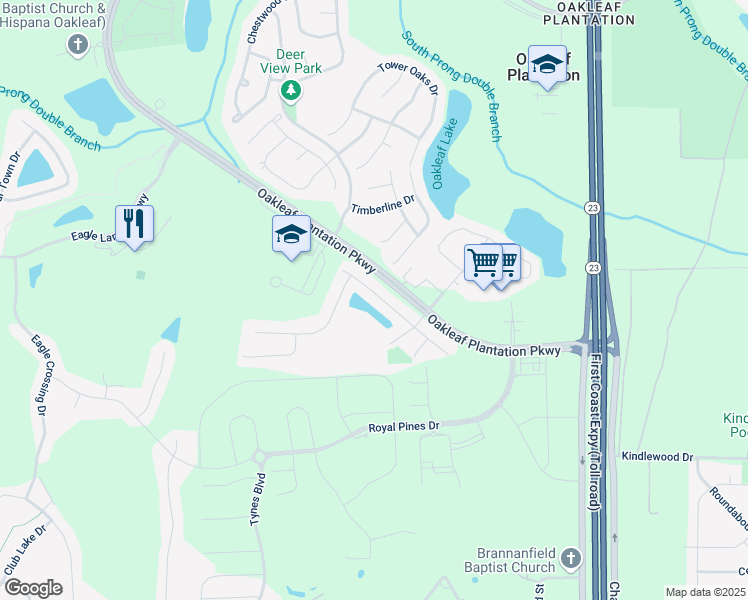 map of restaurants, bars, coffee shops, grocery stores, and more near 3831 Chasing Falls Road in Orange Park