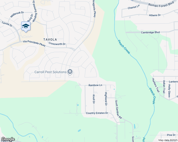 map of restaurants, bars, coffee shops, grocery stores, and more near 24961 Rainbow Lane in New Caney