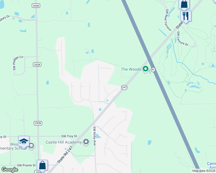 map of restaurants, bars, coffee shops, grocery stores, and more near 197 Southwest Sarah Court in Lake City
