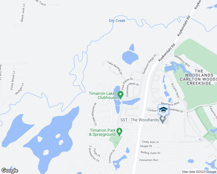 map of restaurants, bars, coffee shops, grocery stores, and more near 58 Wood Drake Place in Tomball