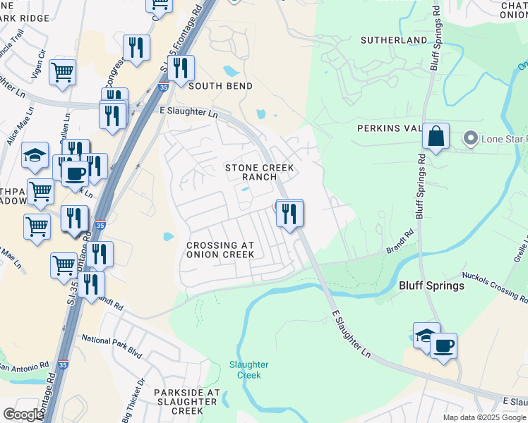 map of restaurants, bars, coffee shops, grocery stores, and more near 9200 Rowlands Sayle Rd in Austin