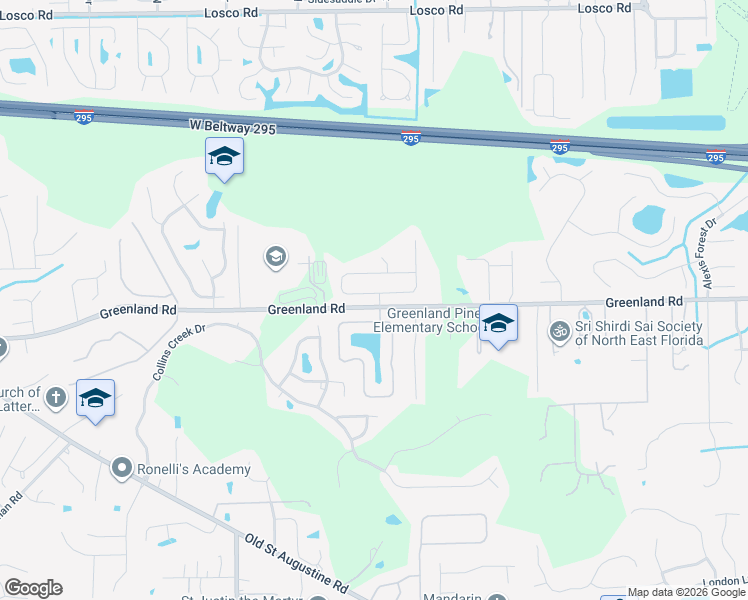 map of restaurants, bars, coffee shops, grocery stores, and more near 4913 Greenland Hideaway Drive South in Jacksonville