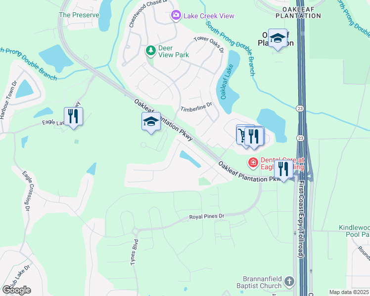 map of restaurants, bars, coffee shops, grocery stores, and more near 3867 Chasing Falls Road in Orange Park