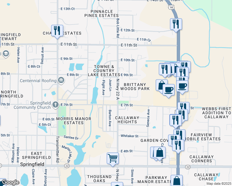 map of restaurants, bars, coffee shops, grocery stores, and more near 713 North Highway 22 A in Panama City