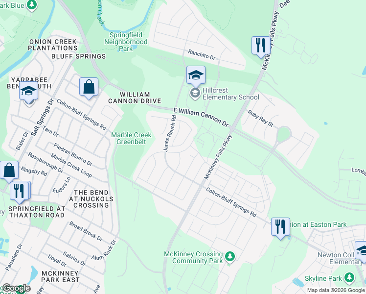 map of restaurants, bars, coffee shops, grocery stores, and more near 7200 Ondantra Bend in Austin