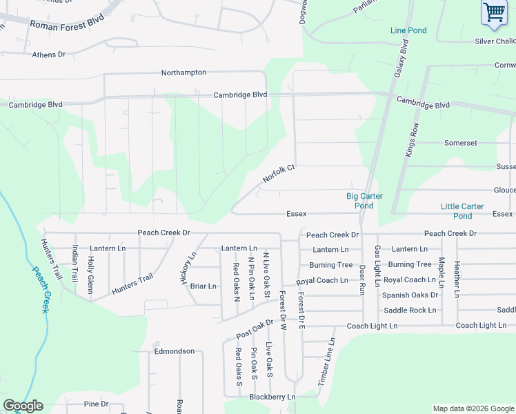 map of restaurants, bars, coffee shops, grocery stores, and more near 25637 Essex in New Caney