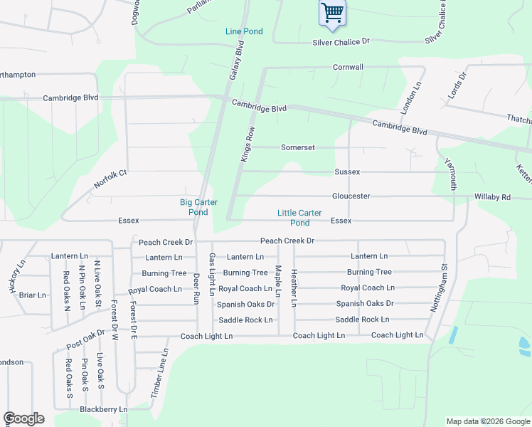 map of restaurants, bars, coffee shops, grocery stores, and more near 25829 Essex in New Caney