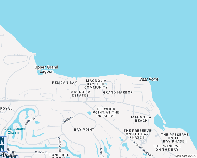 map of restaurants, bars, coffee shops, grocery stores, and more near 2400 Grandiflora Boulevard in Panama City Beach