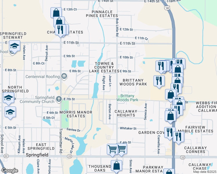 map of restaurants, bars, coffee shops, grocery stores, and more near 719 Joan Lane in Panama City