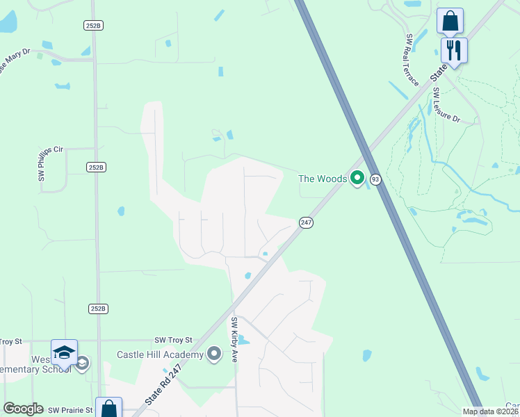map of restaurants, bars, coffee shops, grocery stores, and more near 197 Southwest Sarah Court in Lake City