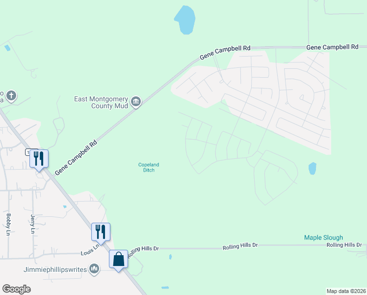 map of restaurants, bars, coffee shops, grocery stores, and more near in Roman Forest