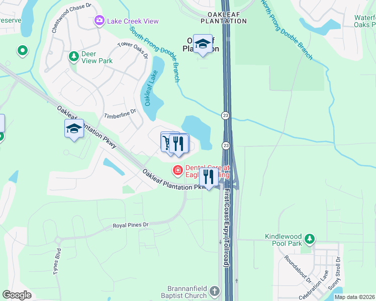 map of restaurants, bars, coffee shops, grocery stores, and more near 3128 Chestnut Ridge Way in Orange Park