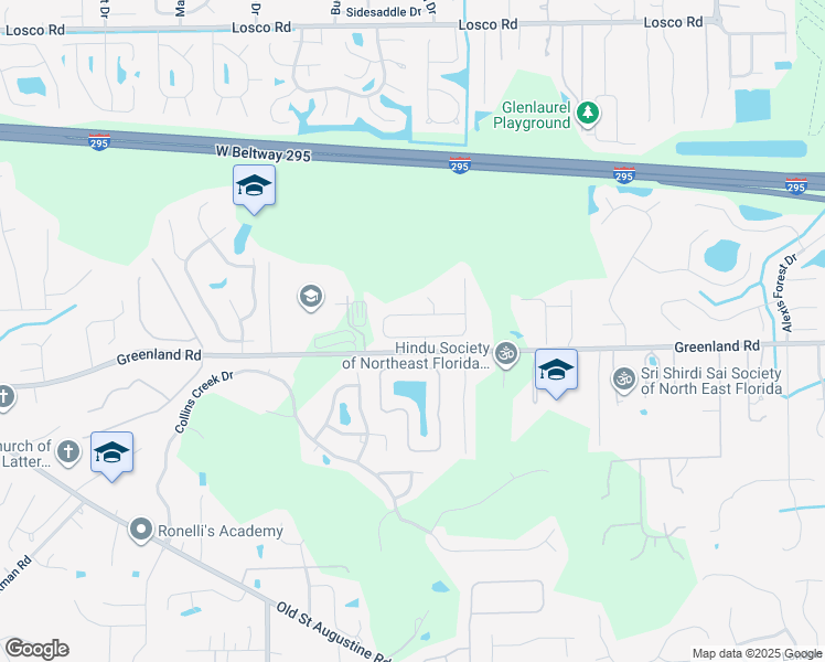 map of restaurants, bars, coffee shops, grocery stores, and more near 4913 Greenland Hideaway Drive South in Jacksonville