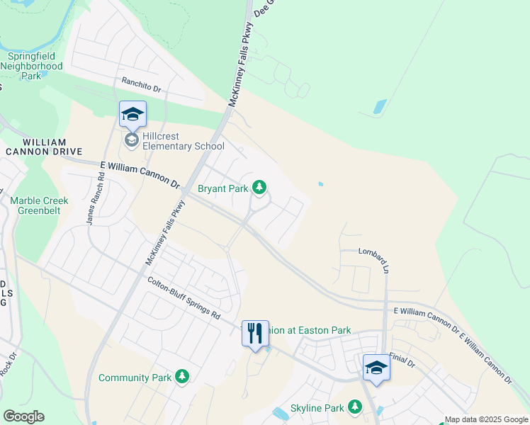 map of restaurants, bars, coffee shops, grocery stores, and more near 6904 Cardinal Bloom Loop in Austin