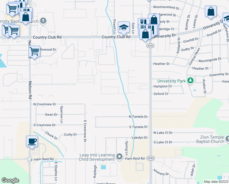 map of restaurants, bars, coffee shops, grocery stores, and more near 1008 Worthington in Lake Charles