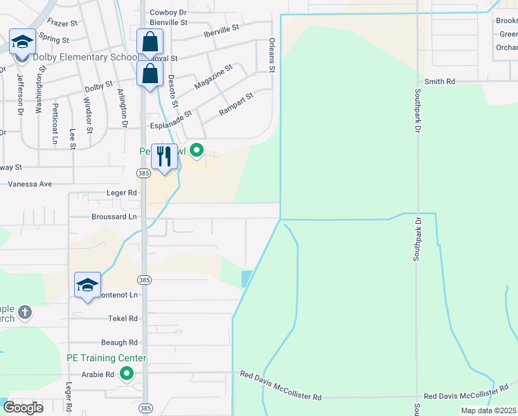 map of restaurants, bars, coffee shops, grocery stores, and more near 1001 Link Road in Lake Charles