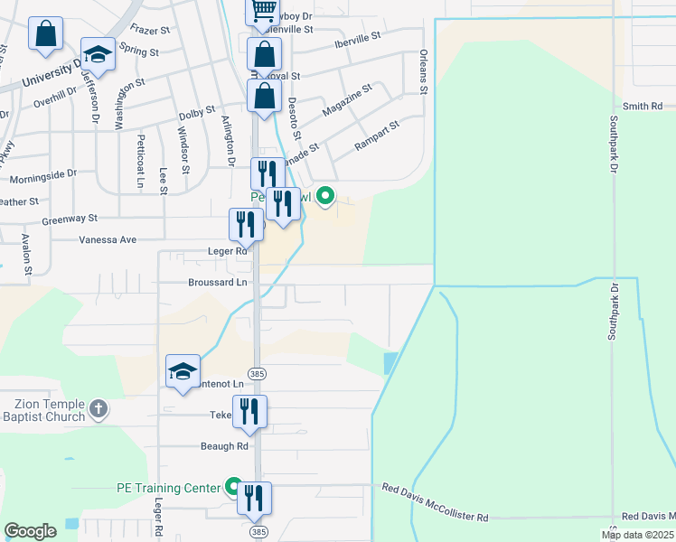 map of restaurants, bars, coffee shops, grocery stores, and more near 816 Link Rd in Lake Charles
