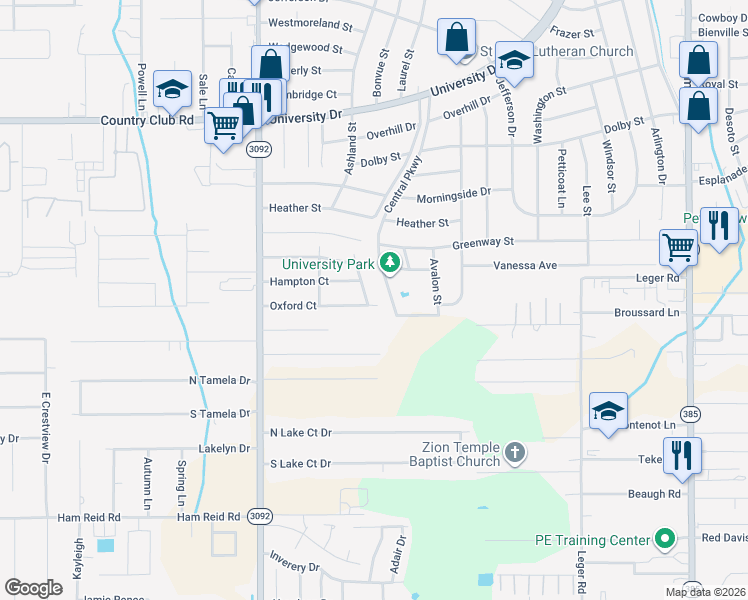 map of restaurants, bars, coffee shops, grocery stores, and more near 272 Oxford Court in Lake Charles