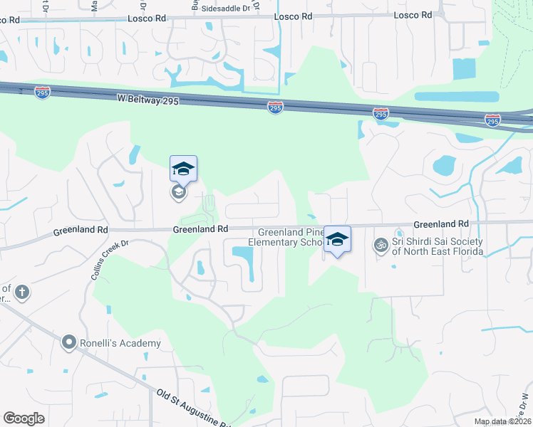 map of restaurants, bars, coffee shops, grocery stores, and more near 4971 Greenland Hideaway Drive South in Jacksonville