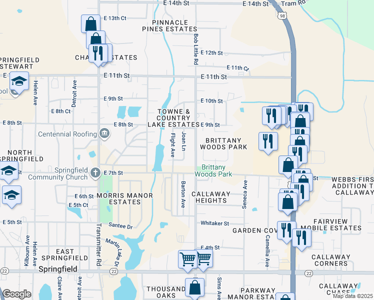 map of restaurants, bars, coffee shops, grocery stores, and more near 719 Joan Lane in Panama City