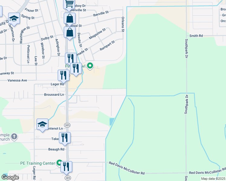 map of restaurants, bars, coffee shops, grocery stores, and more near 1001 Link Road in Lake Charles