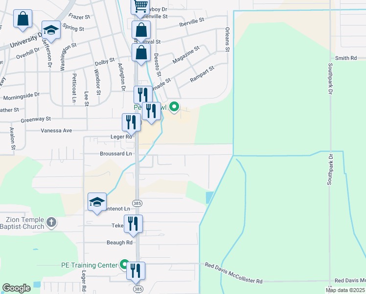 map of restaurants, bars, coffee shops, grocery stores, and more near 816 Link Rd in Lake Charles