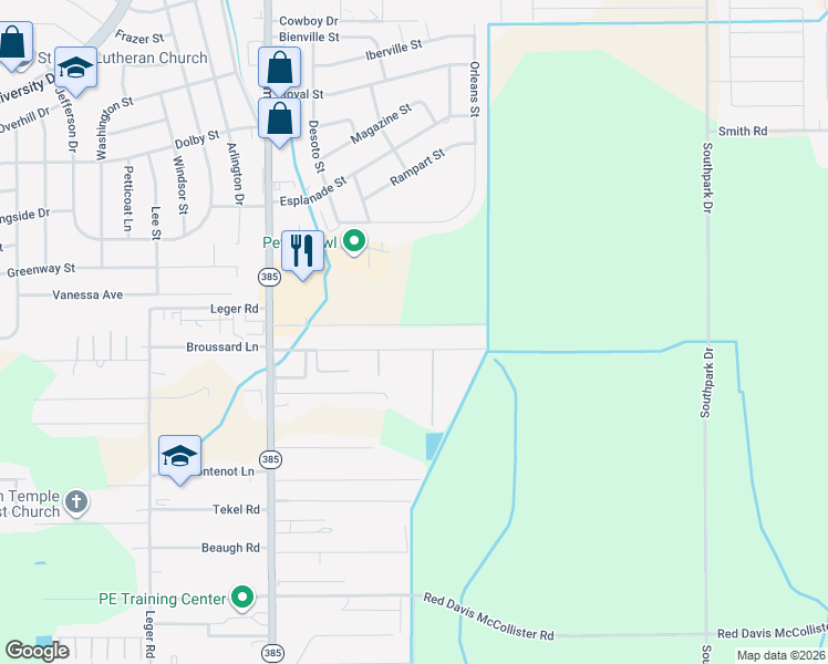 map of restaurants, bars, coffee shops, grocery stores, and more near 930 Link Rd in Lake Charles