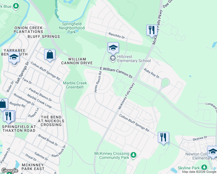 map of restaurants, bars, coffee shops, grocery stores, and more near 7200 Ondantra Bend in Austin