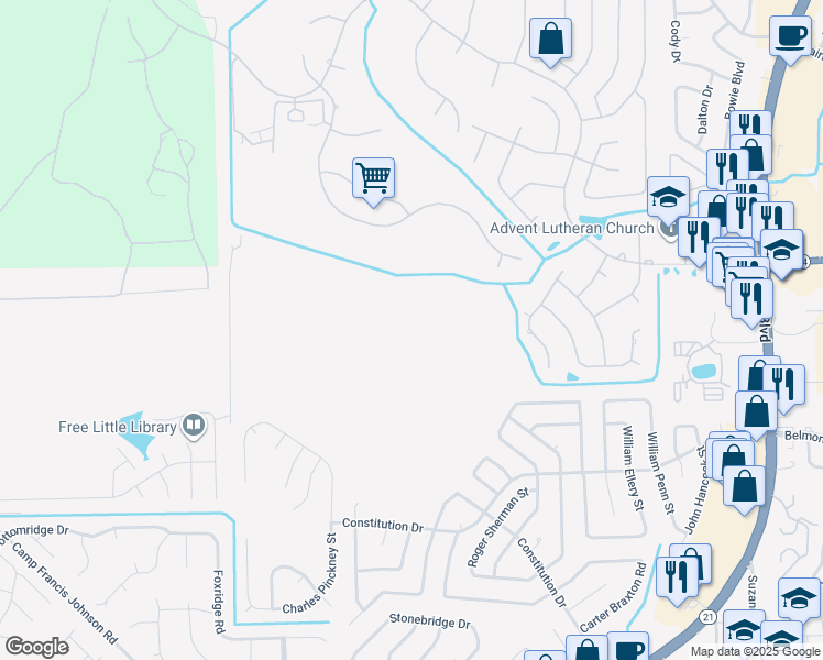 map of restaurants, bars, coffee shops, grocery stores, and more near 1024 Drake Feather Drive in Orange Park