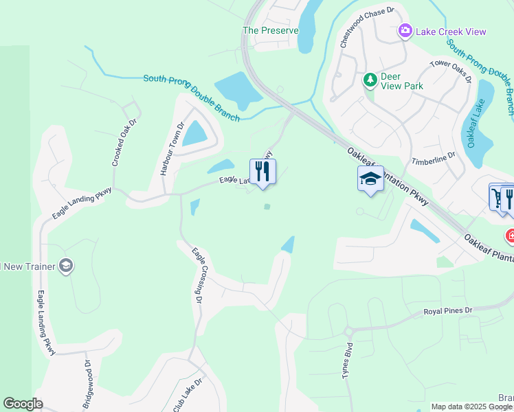 map of restaurants, bars, coffee shops, grocery stores, and more near 3989 Eagle Landing Parkway in Orange Park