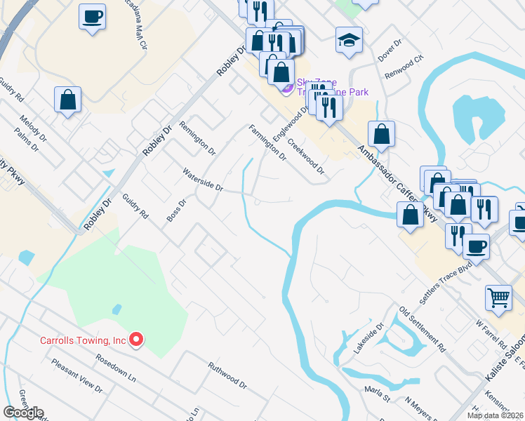 map of restaurants, bars, coffee shops, grocery stores, and more near 111 Waterside Drive in Lafayette