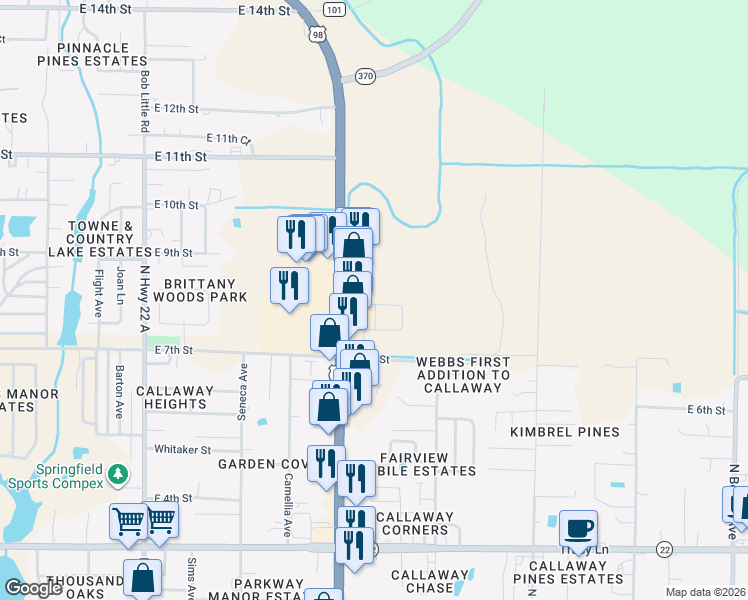 map of restaurants, bars, coffee shops, grocery stores, and more near 5984 Callaway Circle in Panama City