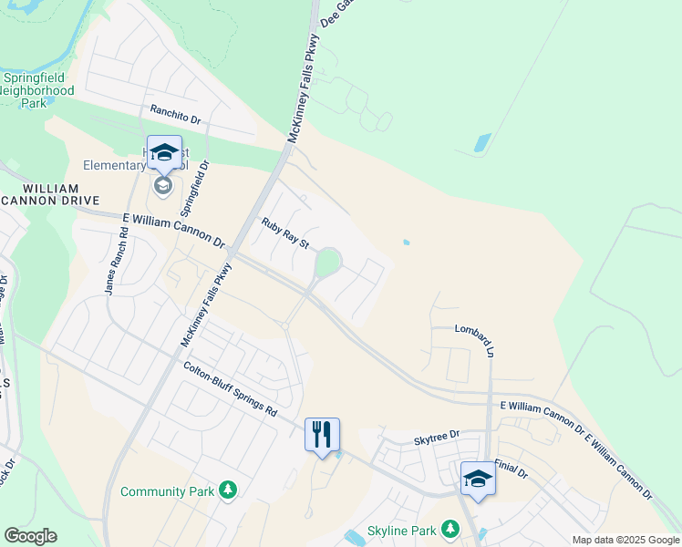 map of restaurants, bars, coffee shops, grocery stores, and more near 6912 Cardinal Bloom Loop in Austin