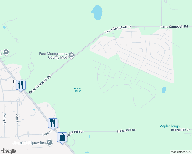 map of restaurants, bars, coffee shops, grocery stores, and more near in Roman Forest