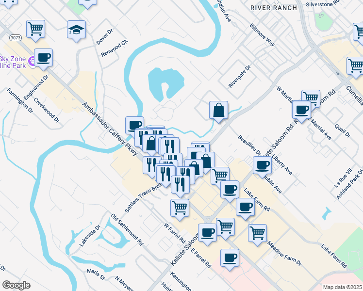 map of restaurants, bars, coffee shops, grocery stores, and more near 536 Settlers Trace Boulevard in Lafayette