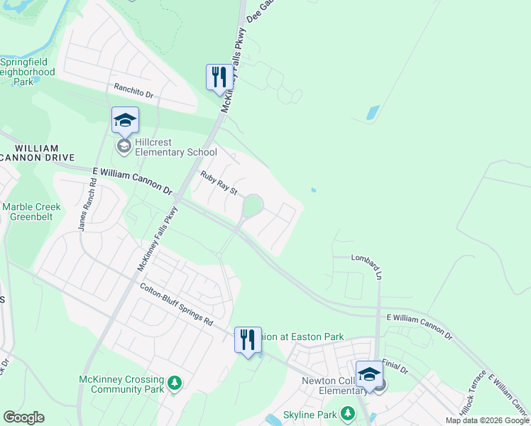 map of restaurants, bars, coffee shops, grocery stores, and more near 7112 Garnet Mill Lane in Austin