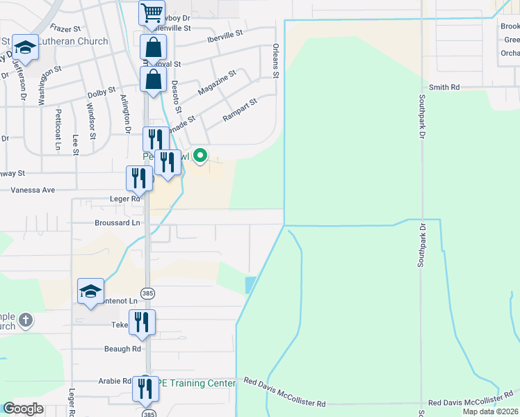 map of restaurants, bars, coffee shops, grocery stores, and more near 1001 Link Road in Lake Charles