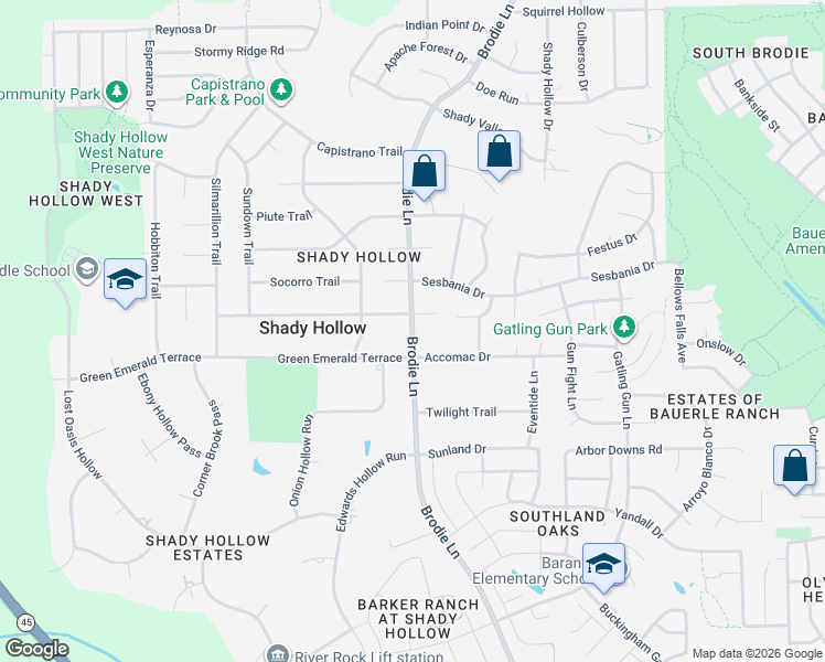 map of restaurants, bars, coffee shops, grocery stores, and more near 11639 Brodie Lane in Austin