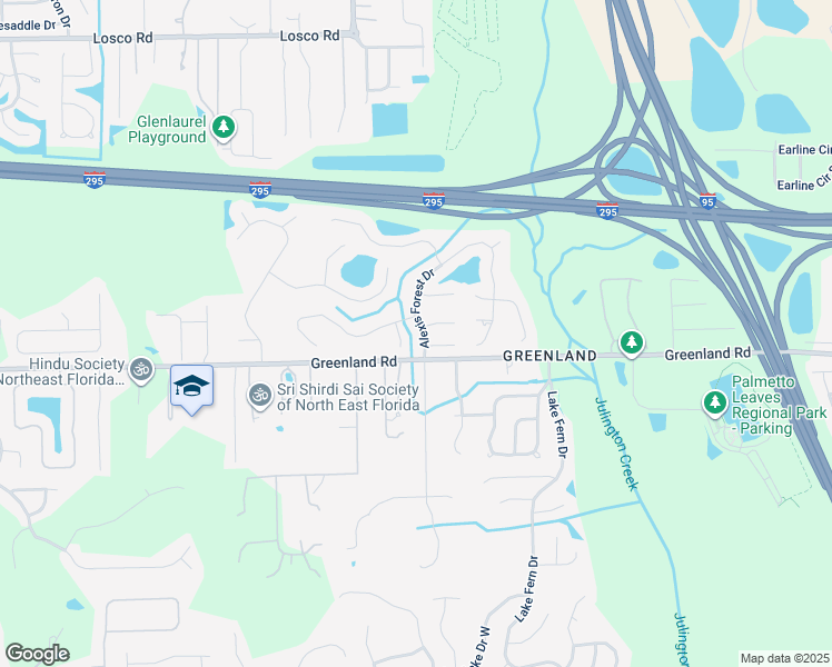 map of restaurants, bars, coffee shops, grocery stores, and more near 5506 Alexis Forest Lane in Jacksonville