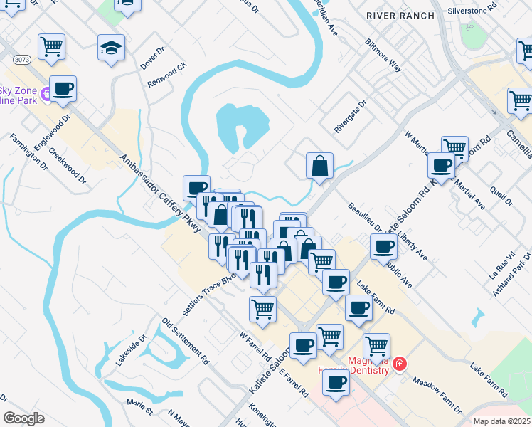 map of restaurants, bars, coffee shops, grocery stores, and more near 536 Settlers Trace Boulevard in Lafayette