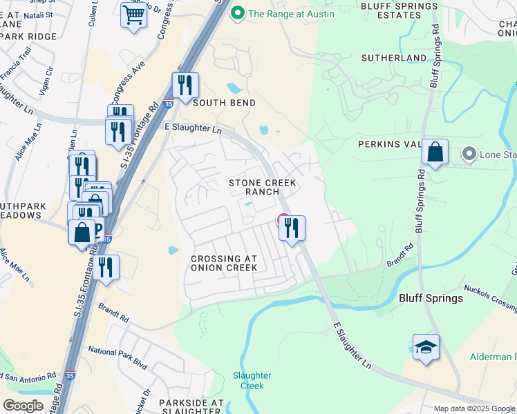 map of restaurants, bars, coffee shops, grocery stores, and more near 9200 Rowlands Sayle Road in Austin