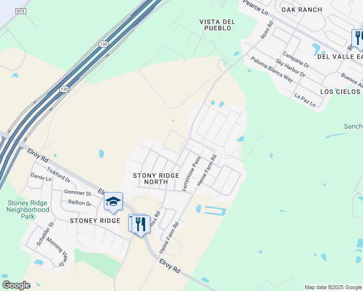 map of restaurants, bars, coffee shops, grocery stores, and more near 6712 Plains Crest Drive in Del Valle