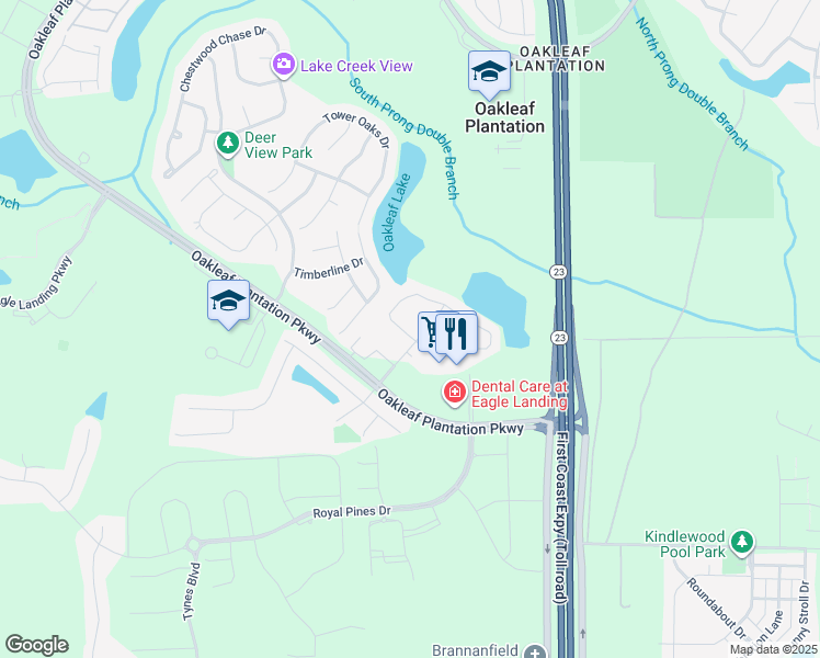 map of restaurants, bars, coffee shops, grocery stores, and more near 3393 Chestnut Ridge Way in Orange Park