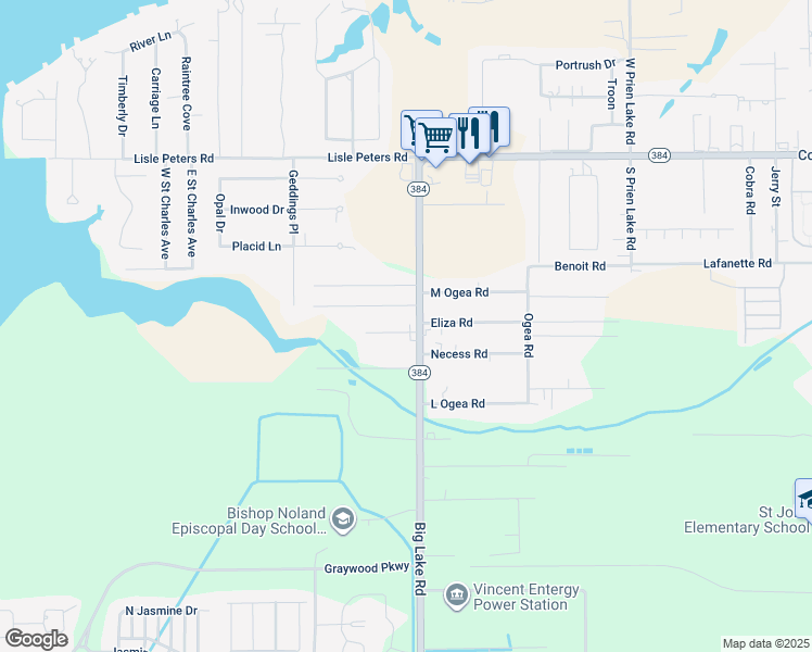 map of restaurants, bars, coffee shops, grocery stores, and more near 3601-3799 Lawrence Lane in Lake Charles