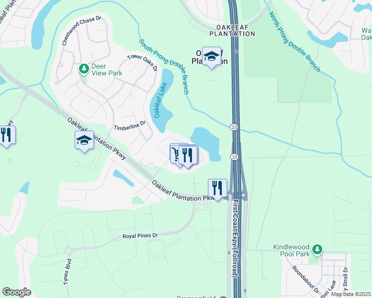 map of restaurants, bars, coffee shops, grocery stores, and more near 3231 Chestnut Ridge Way in Orange Park
