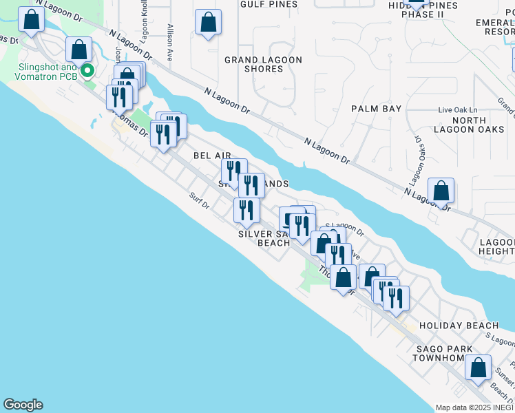 map of restaurants, bars, coffee shops, grocery stores, and more near 4005 Sabal Street in Panama City