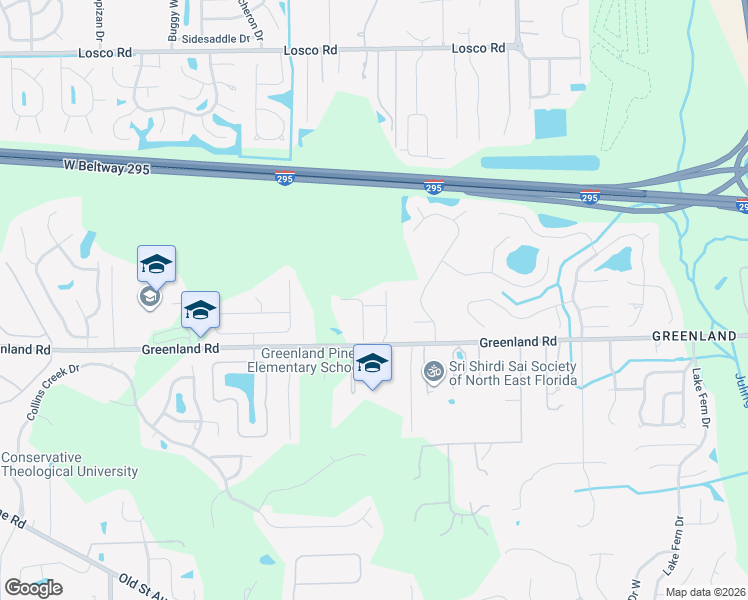 map of restaurants, bars, coffee shops, grocery stores, and more near 11650 Abigail Drive in Jacksonville