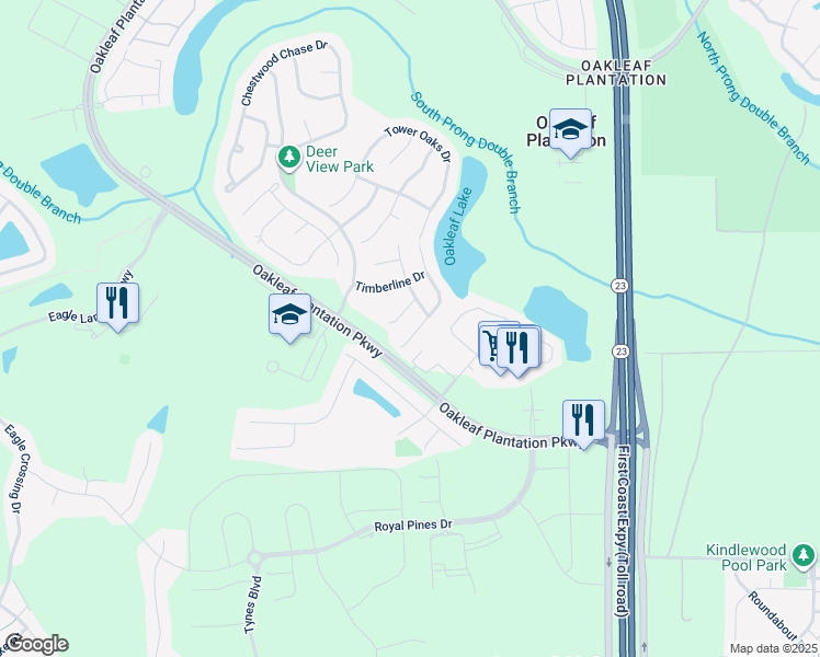 map of restaurants, bars, coffee shops, grocery stores, and more near 1000 Otter Creek Drive in Orange Park
